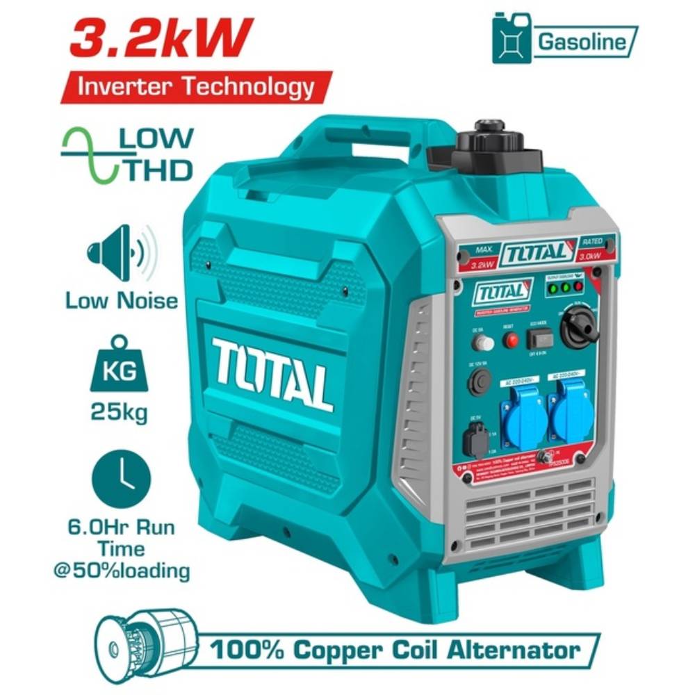 TOTAL groupe électrogène inverter 3.2 kw essence low thd silencieux TP535006 - SME IMPORT