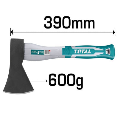TOTAL hache emmanchée 600 g manche ergonomique 390 mm haute résistance THT786006 - SME IMPORT