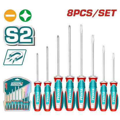 TOTAL jeu de 8 tournevis en acier S2 professionnels TKSDS0846 - SME IMPORT