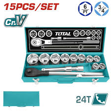 TOTAL jx 15 jeu douilles 3 sur 4 pouces accessoires inclus THT341151 - SME IMPORT