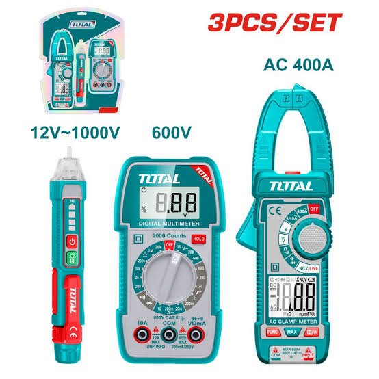 TOTAL kit test électrique multimetre numerique 12V-1000V 600V 400A TMT23069 - SME IMPORT