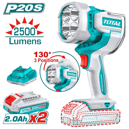 TOTAL lampe de travail 20V 2.2Ah 2500 lumens pour professionnels TWLI20887 - SME IMPORT