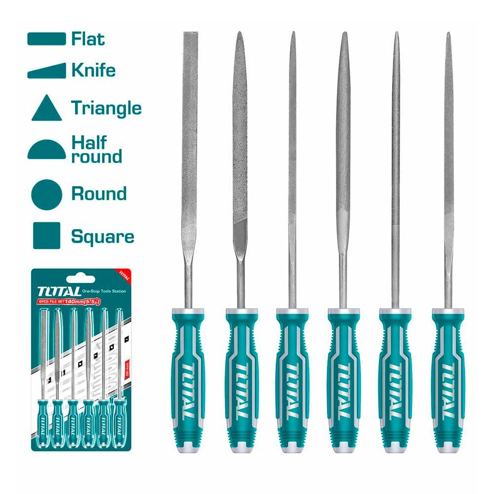 TOTAL limes premium 6 pièces façonnage métal bois plastique THT91462 - SME IMPORT