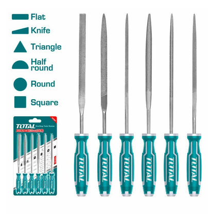 TOTAL limes premium 6 pièces façonnage métal bois plastique THT91462 - SME IMPORT