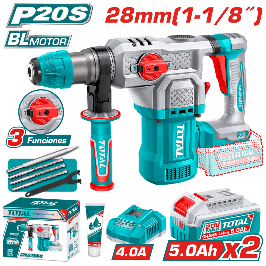 TOTAL marteau perforateur sans fil 20V 2.5Ah puissance pro TRHLI202862 - SME IMPORT