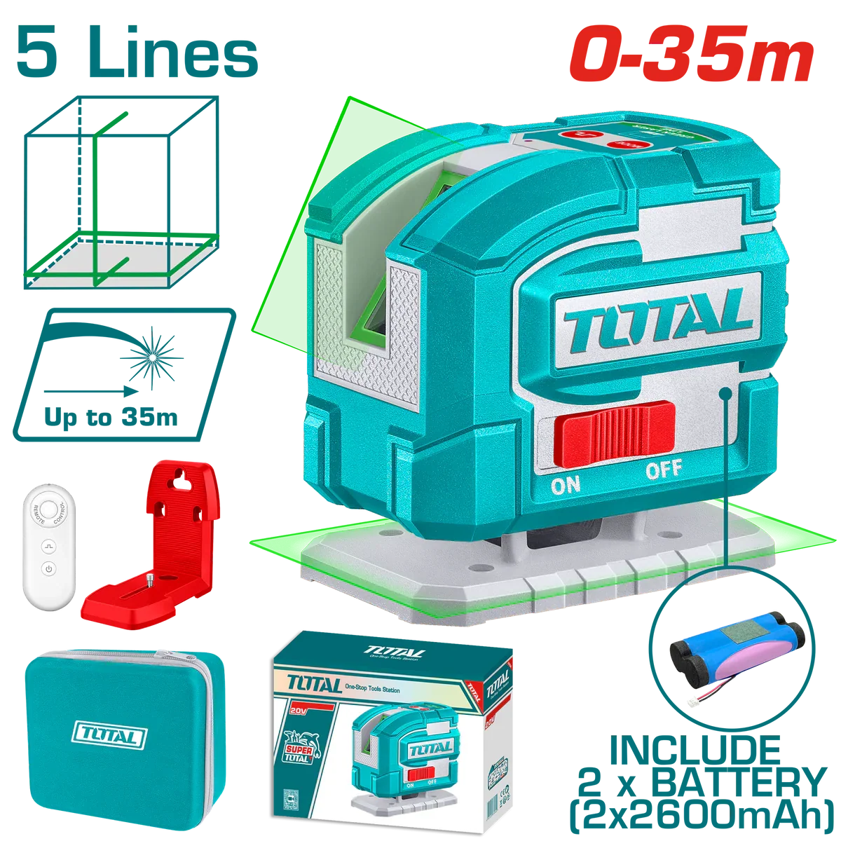 TOTAL niveau laser multilignes vert TLL306502 portée 0 à 35 m