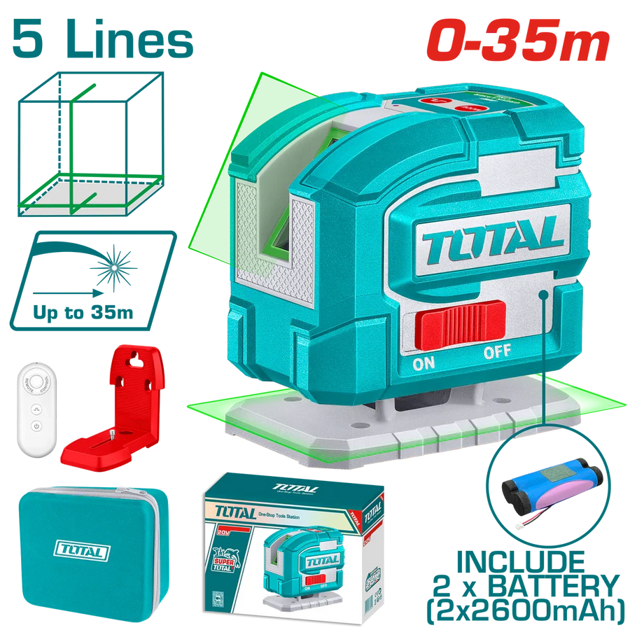 TOTAL niveau laser multilignes vert TLL306502 portée 0 à 35 m - SME IMPORT