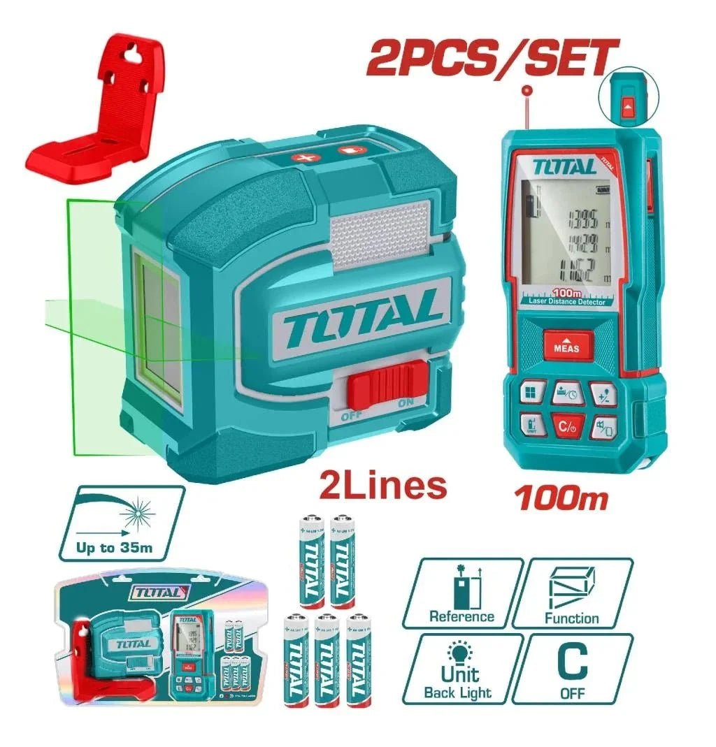 TOTAL niveau laser pro avec detecteur distance 100 m 2 lignes vertes TOSLL0502 - SME IMPORT