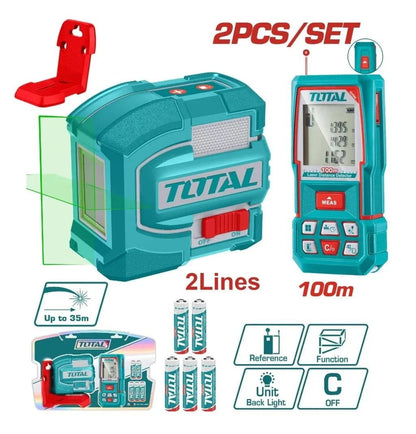TOTAL niveau laser pro avec detecteur distance 100 m 2 lignes vertes TOSLL0502 - SME IMPORT