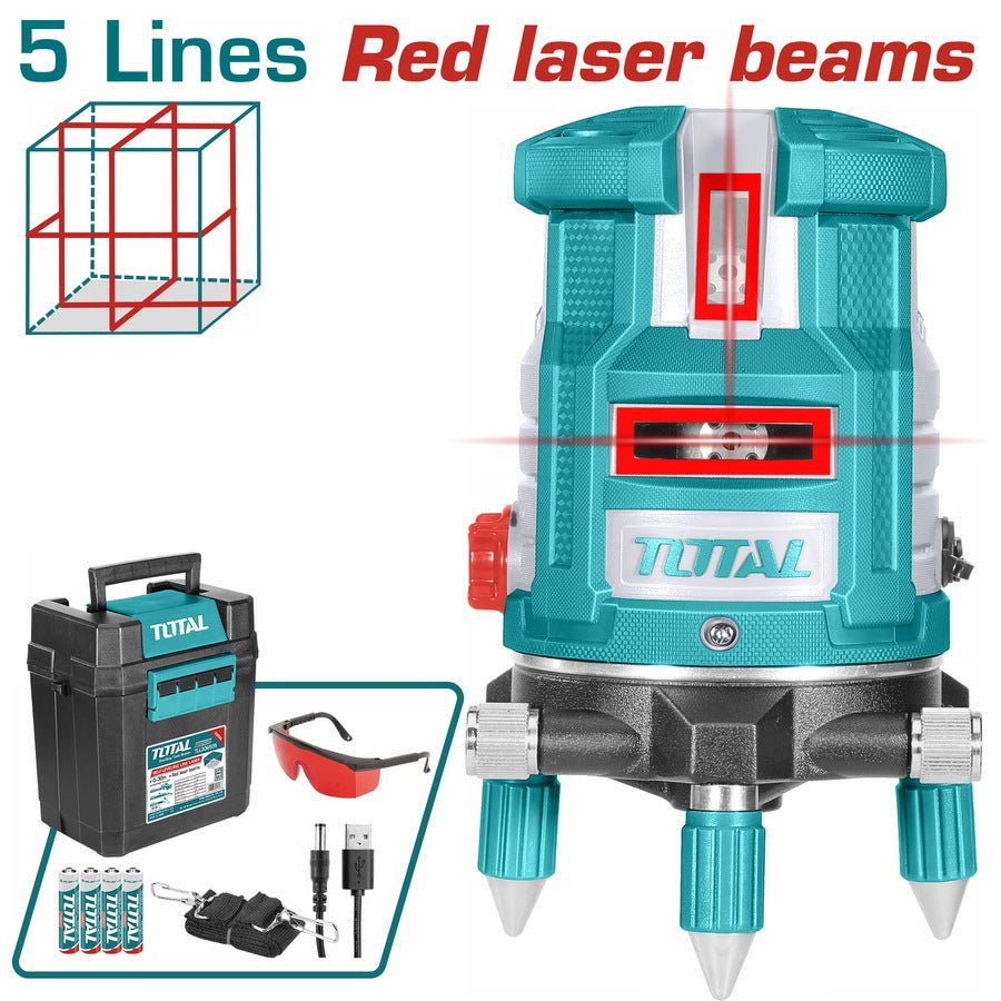 TOTAL niveau laser professionnel 5 lignes rouges pour alignement précis TLL306505 - SME IMPORT
