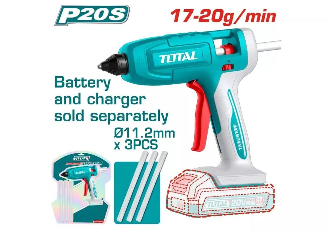 TOTAL P20S pistolet à colle sans fil 20V 2Ah 11,2 mm pro TGGLI2003 - SME IMPORT