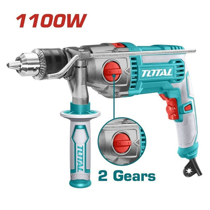 TOTAL perceuse à percussion 1100W 2 vitesses bois métal maçonnerie TG211166 - SME IMPORT