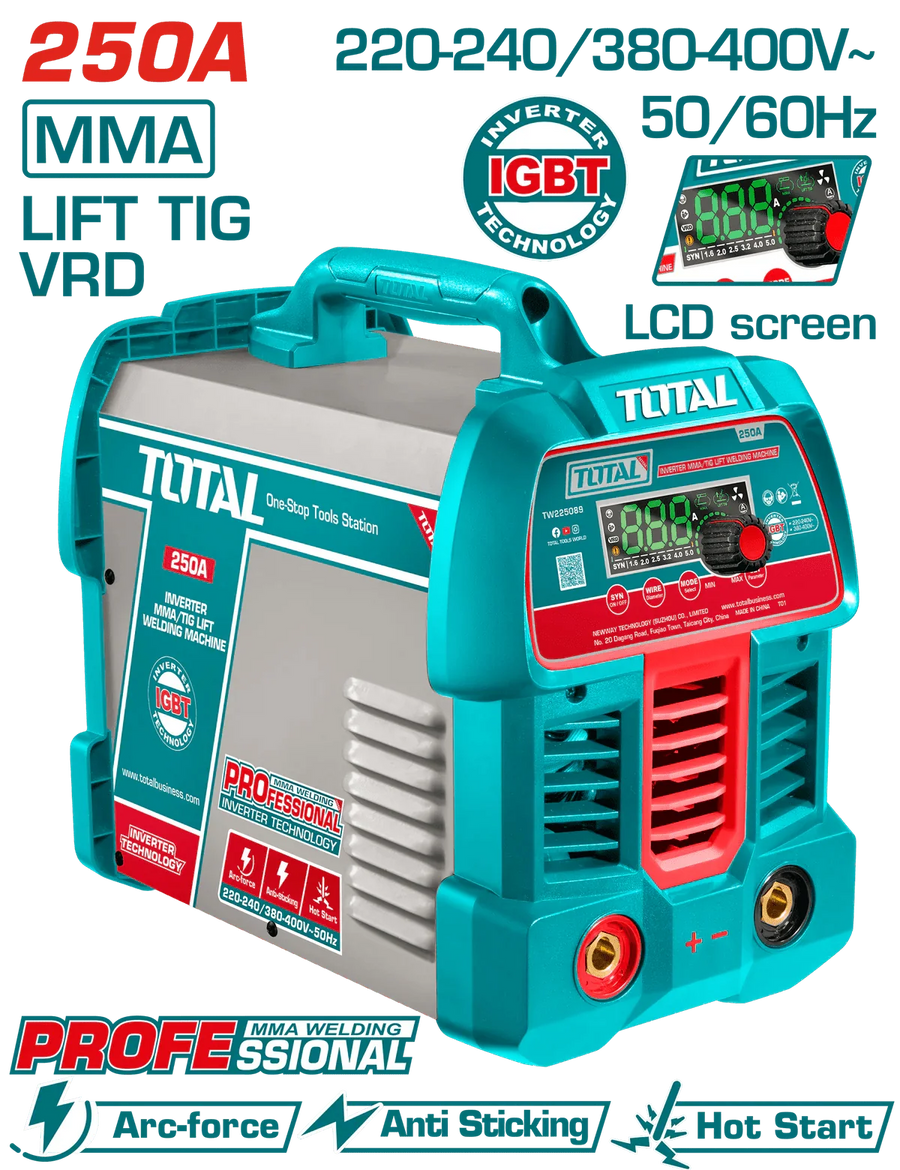 TOTAL poste soudure inverter 250A 220V 380V mma tig pro igbt TW225089