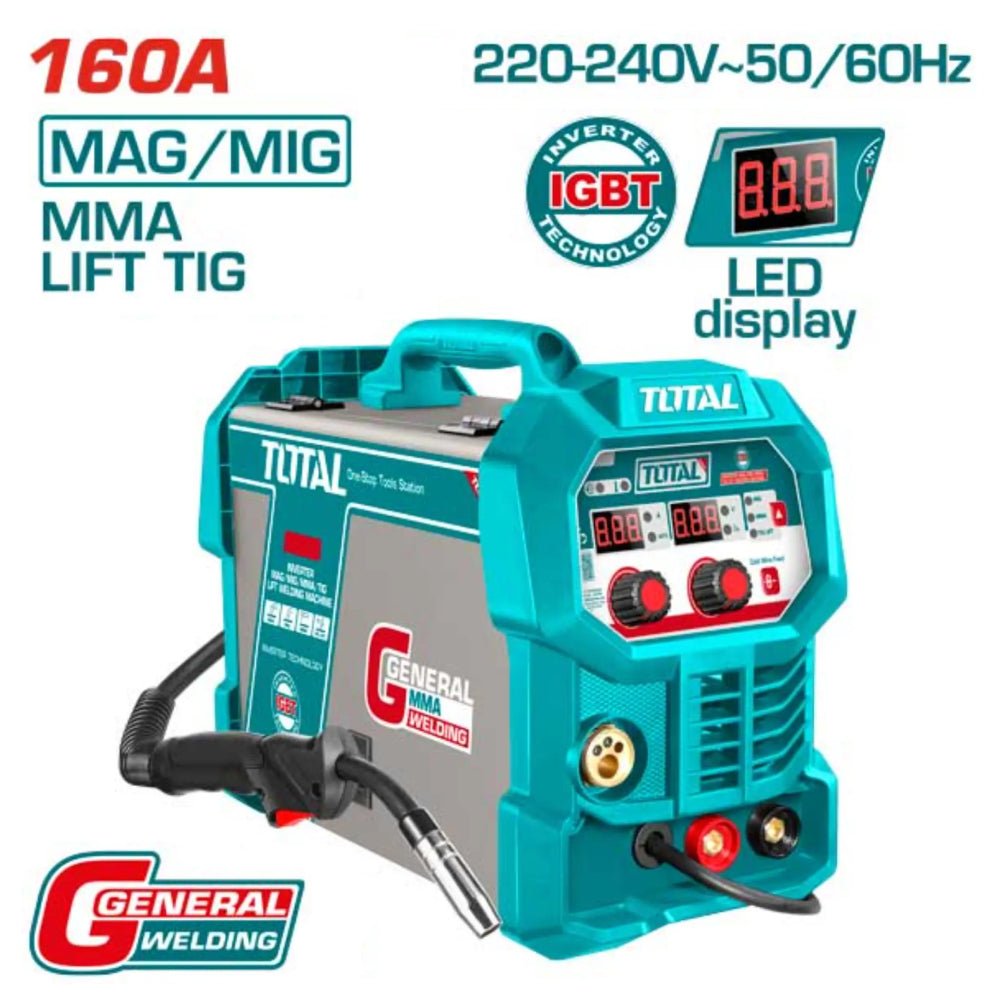 TOTAL poste soudure multiprocess mig mag mma lift tig 160A 220 240V LED TMGT16058 - SME IMPORT