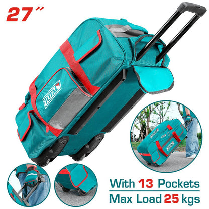 TOTAL sac outils roulettes 27 pouces 13 poches 25 kg transport facile THRRTB2712