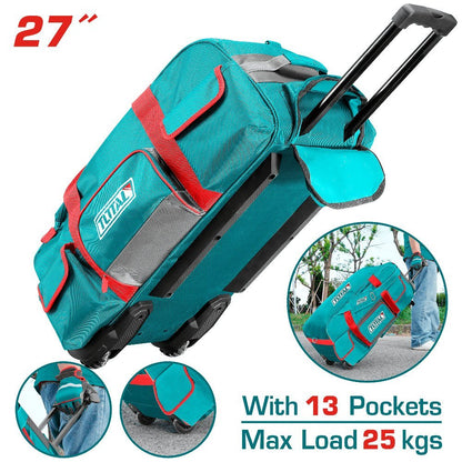 TOTAL sac outils roulettes 27 pouces 13 poches 25 kg transport facile THRRTB2712 - SME IMPORT