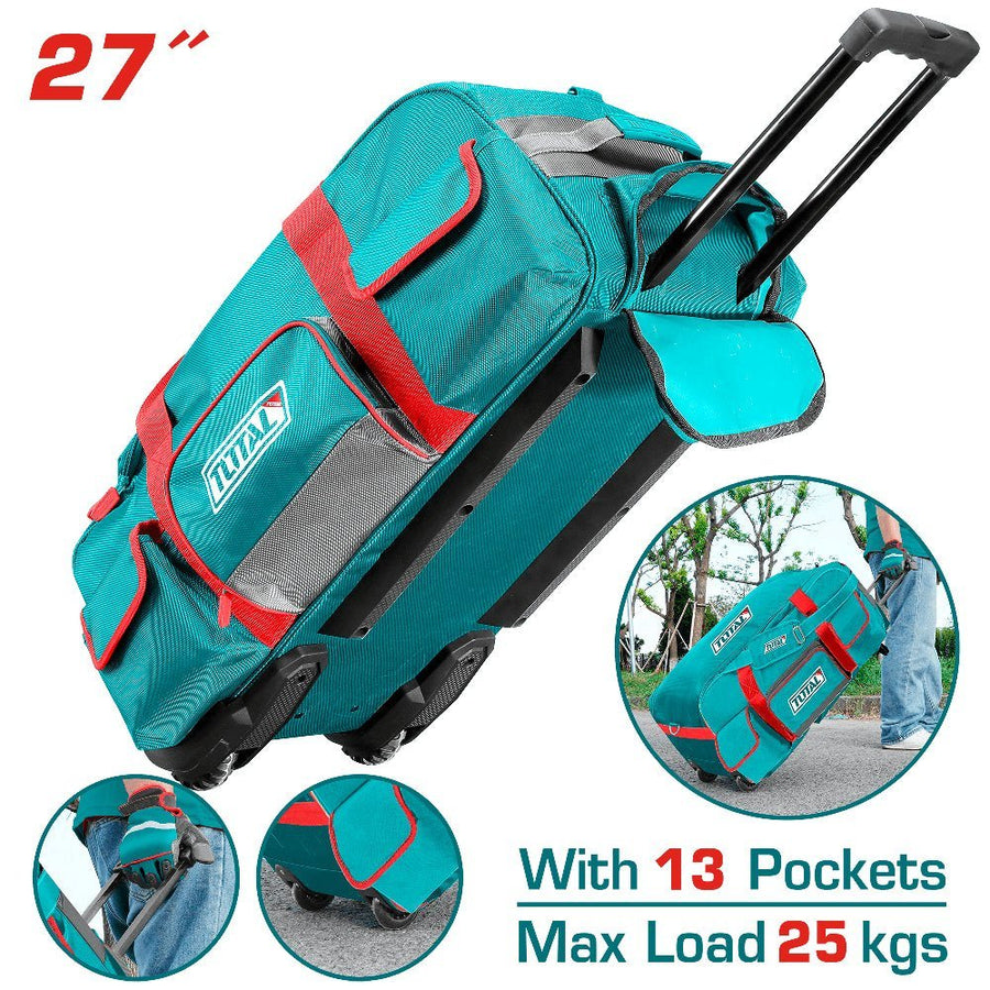 TOTAL sac outils roulettes 27 pouces 13 poches 25 kg transport facile THRRTB2712 - SME IMPORT