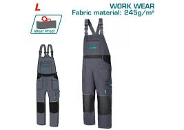 TOTAL salopette travail durable 245 g m2 coton polyester gris taille l TSP6033.L - SME IMPORT