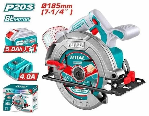 TOTAL scie circulaire 185 mm 20 v 5 ah li ion professionnelle TSLI18513