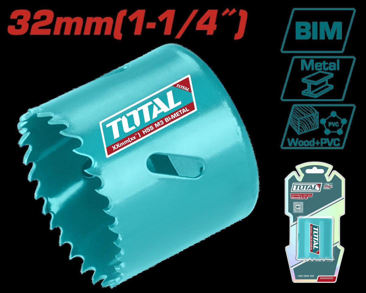 TOTAL scie cloche bim 32 mm bi-métal HSS M3 profondeur 38 mm TAC410321