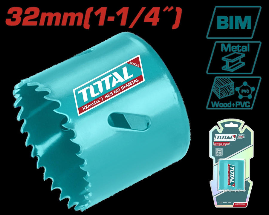 TOTAL scie cloche bim 32 mm bi-métal HSS M3 profondeur 38 mm TAC410321