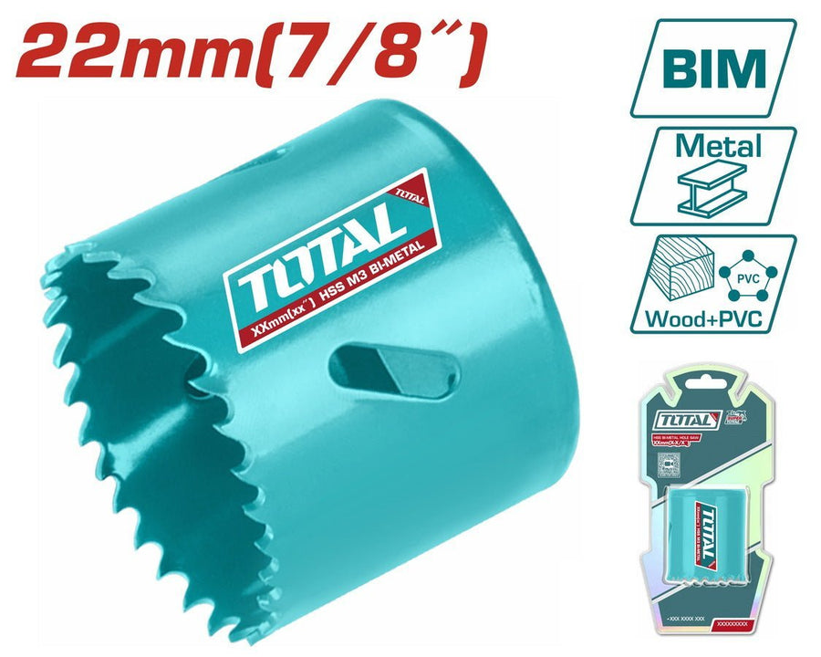 TOTAL scie cloche bim bi métal 22mm Profondeur38mm haute performance TAC410221 - SME IMPORT
