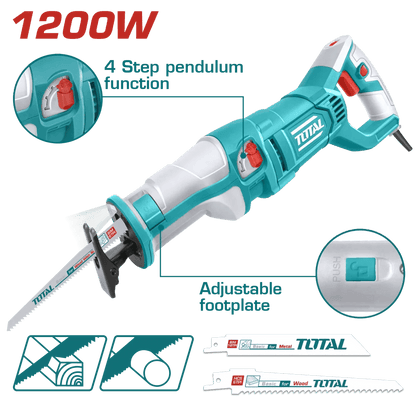 TOTAL scie sabre électrique compacte filaire 1200 w TS1001201 - SME IMPORT