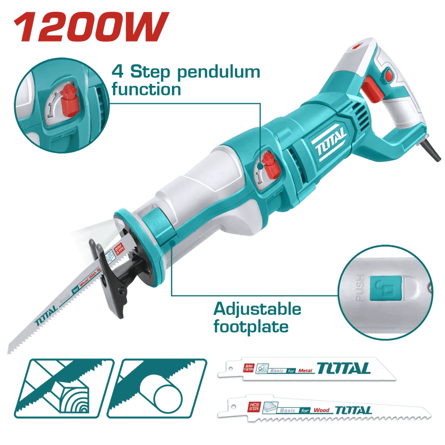TOTAL scie sabre électrique compacte filaire 1200 w TS1001201 - SME IMPORT