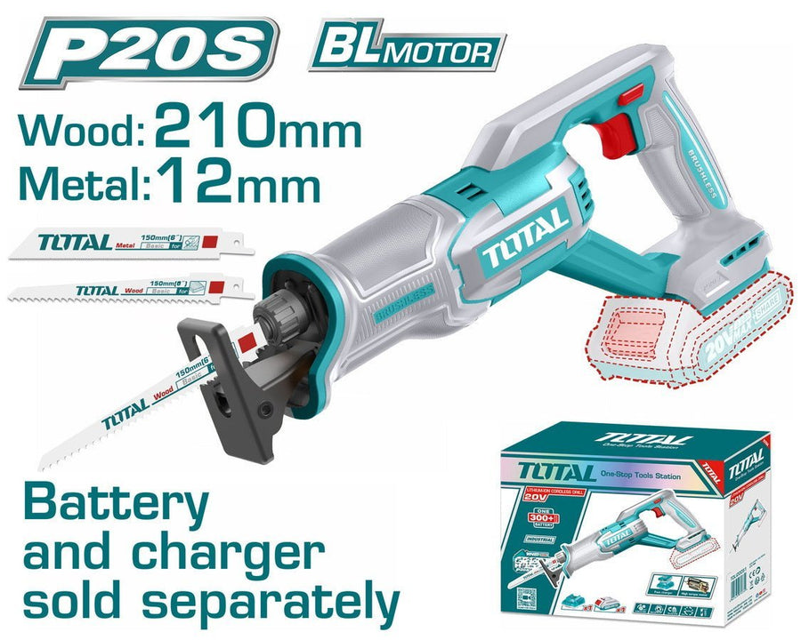 TOTAL scie sabre sans fil P20S 20V brushless puissance élevée bois 210 TRSLI2108 - SME IMPORT