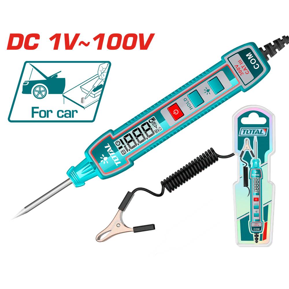 TOTAL testeur tension DC 1V à 100V pour véhicules professionnels THTS41001 - SME IMPORT