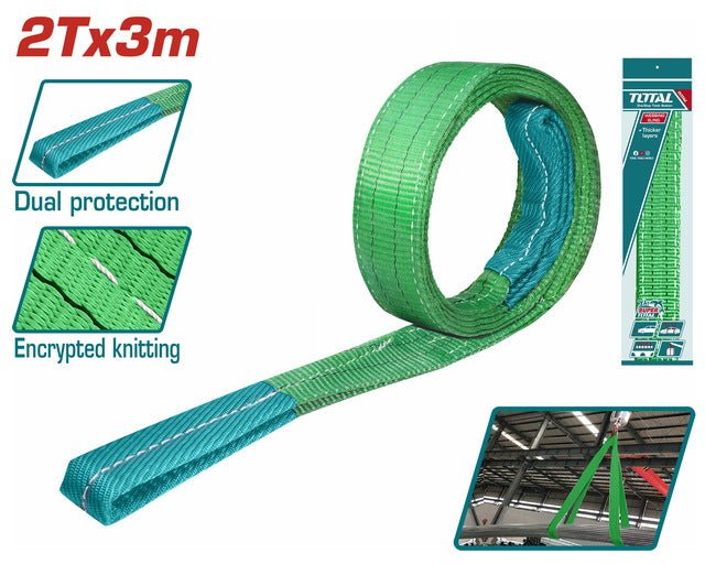TOTAL tools élingue sangle levage textile 2T 3m 90mm dual protection THTWS0203 - SME IMPORT