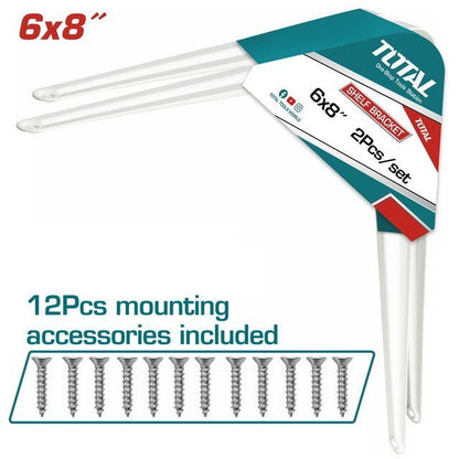 TOTAL tools équerres d etagère métal 6x8 durable blanc professionnel TSB10608 - SME IMPORT
