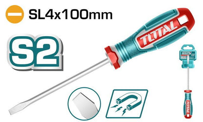 TOTAL tournevis plat 4x100 mm S2 acier professionnel TSDSL4100