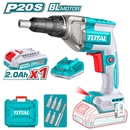 TOTAL visseuse plaquiste sans fil 20V brushless P20S 2,0Ah TDSLI204281