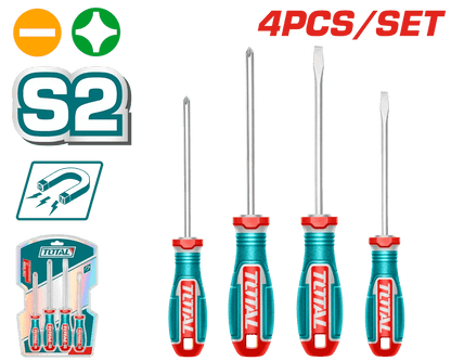 Tournevis magnétiques TOTAL S2 ensemble de 4 pièces TKSDS0426 - SME IMPORT