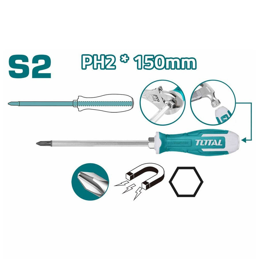 Tournevis PH2 150 mm magnétique en acier S2 durable THGSPH21506 - SME IMPORT
