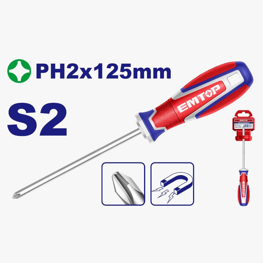 Tournevis PH2*125MM EMTOP ESDPH2125 - SME IMPORT