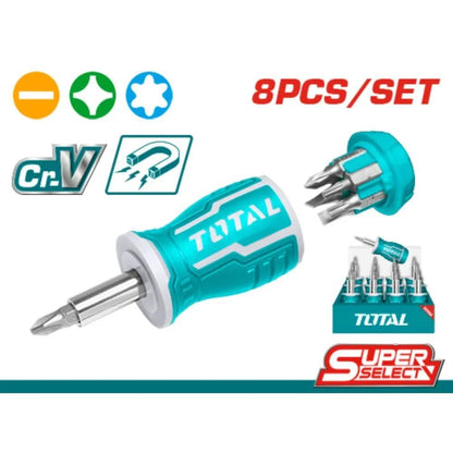 Tournevis TOTAL 8en1 aimant CrV polyvalent TACSDS0706 - SME IMPORT