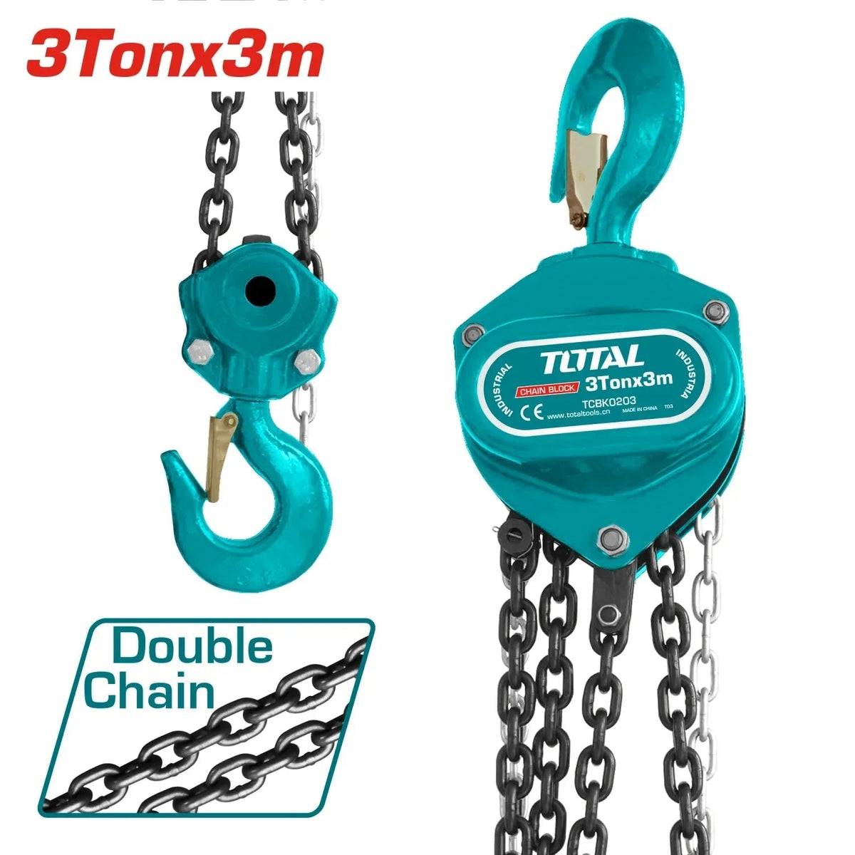 Treuil à chaîne double 3 tonnes hauteur 3 mètres TOTAL TCBK0203 - SME IMPORT