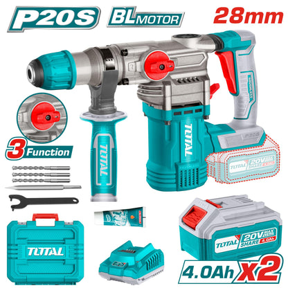 TRHLI202882 Marteau Perforateur TOTAL 20V SDS Plus 28mm Kit - SME IMPORT