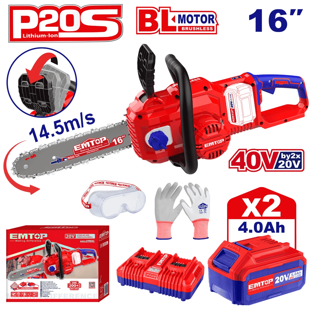 Tronçonneuse á chaine 40V 2B4A 16 EMTOP ELGA401682 - SME IMPORT