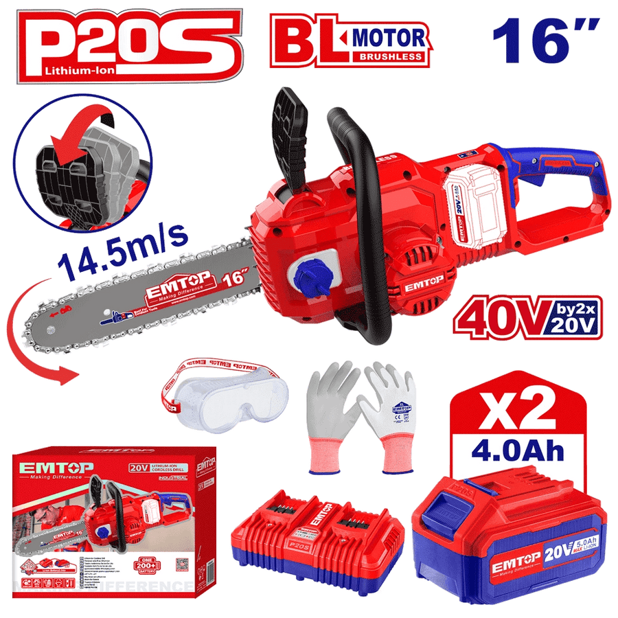 Tronçonneuse á chaine 40V 2B4A 16 EMTOP ELGA401682 - SME IMPORT