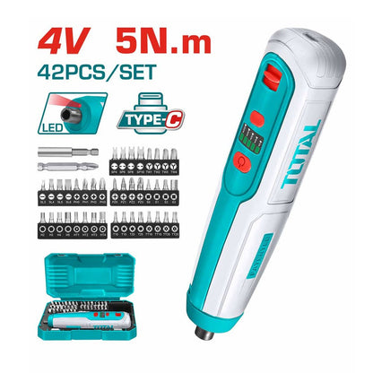 TSDLI0406 tournevis électrique TOTAL 4 v – 42 pièces inclus