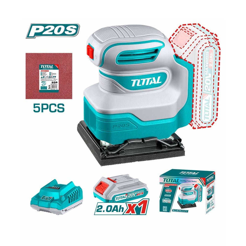 TSHSLI20141 – ponceuse vibrante sans fil TOTAL 20V – ponçage rapide - SME IMPORT