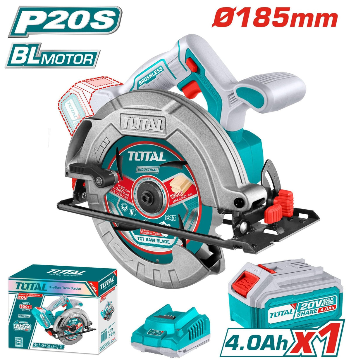 TSLI18511 Scie Circulaire TOTAL 20V 185mm Performante - SME IMPORT