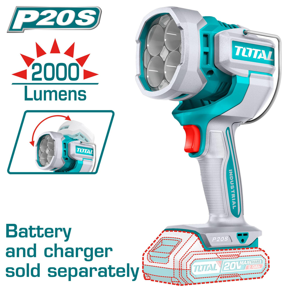 TWLI2088 lampe travail sans fil TOTAL LED 20W lumens pro - SME IMPORT