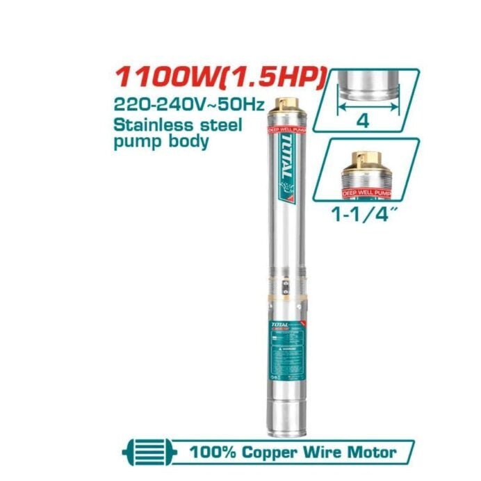 TWP511001 pompe immergée TOTAL 1,5 hp 112 m pour puits - SME IMPORT