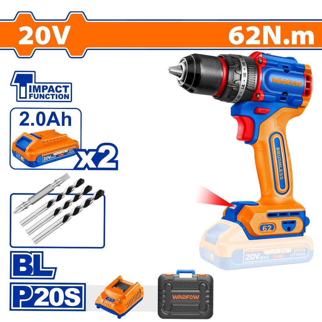Visseuse 20v 62n.m perc 2ba WADFOW WCDP6281 - SME IMPORT