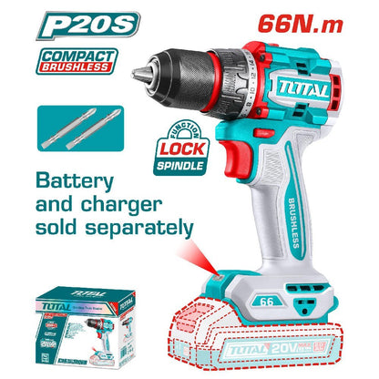 Visseuse perceuse sans fil TOTAL P20S 20V brushless 66 nm TDLI206681 - SME IMPORT