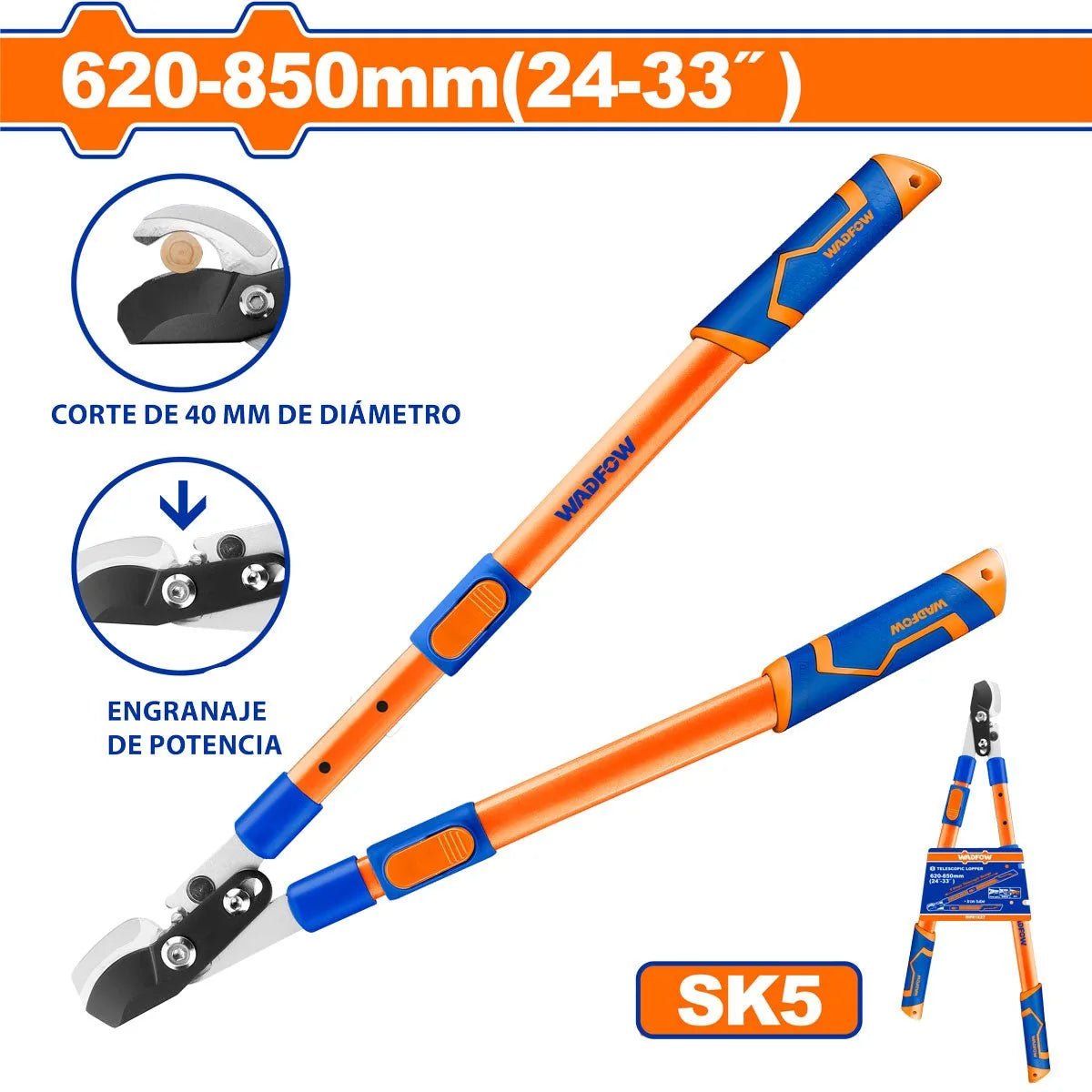 WADFOW secateur 2 mains telescopique 850mm WPR1E27 - SME IMPORT